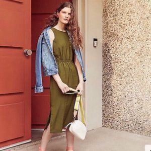 J Crew Olive Button-Back Midi Dress Size 2 BNWT